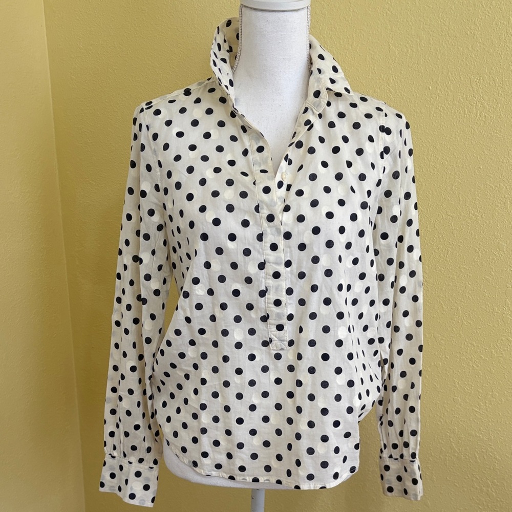 J. Crew Polka Dot Button Down Shirt - Black and White